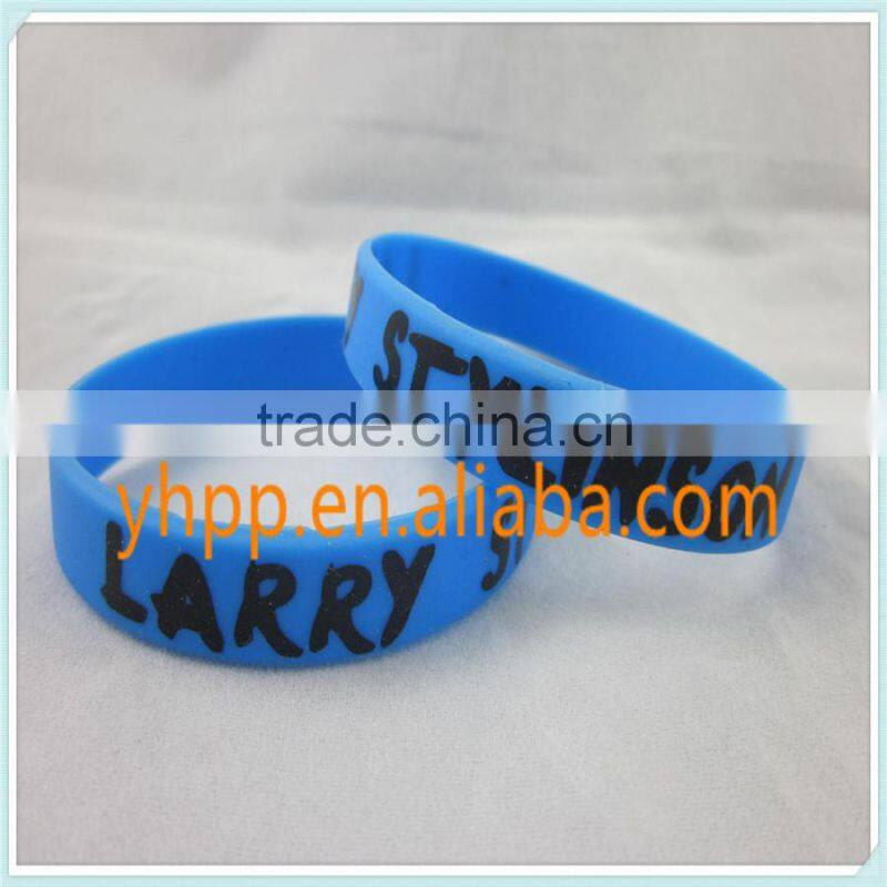 Custom LARRY STYLINSON Silicone Blue Printed Logo Wristband Bracelet
