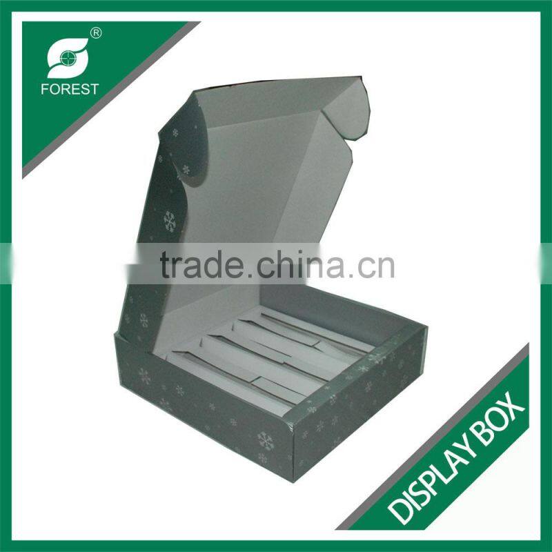 GLOSSY VARNISHED WHITE CORRUGATED DISPLAY CARTONS WITH DIVIDERS INSERTED