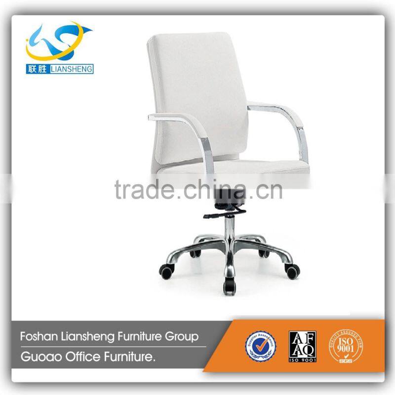 functional exective middle back white leather office chair GAC036B