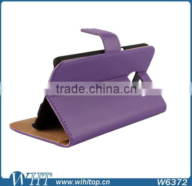 Genuine Leather Booklet Case for Samsung Galaxy S6 with Stand Card Holder