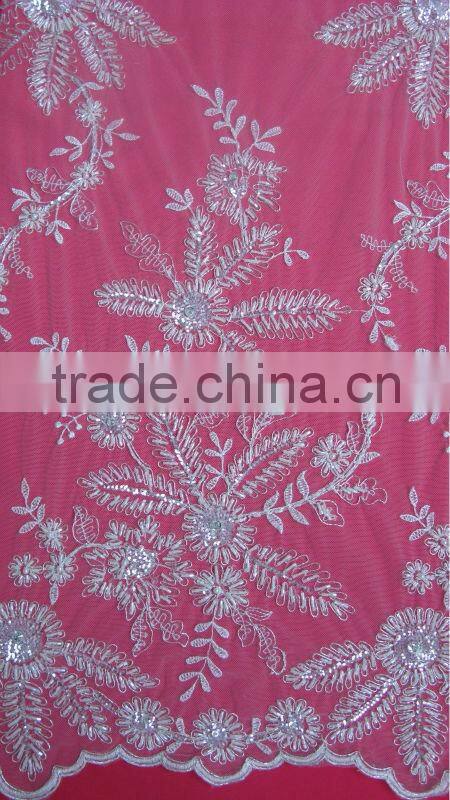 3d flower lace embroidered fabric