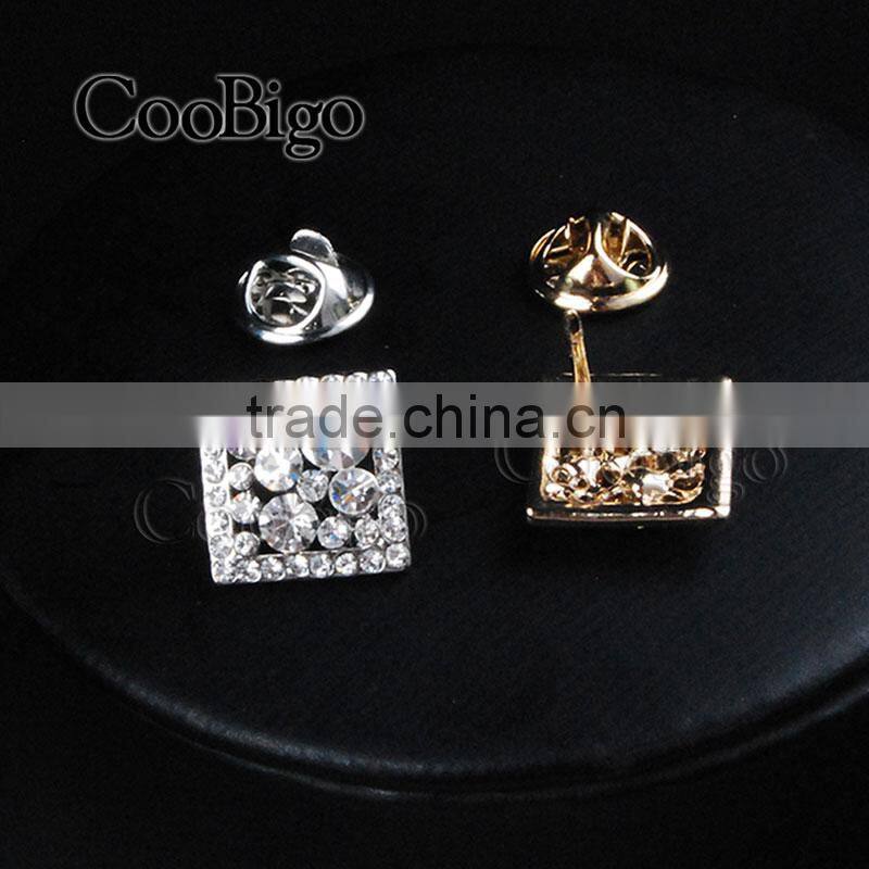 Fashion Jewelry Rhinestone Cuff-Link Gold Silver Unisex Chirstmas Party Gift Promotion Apparel Accessories