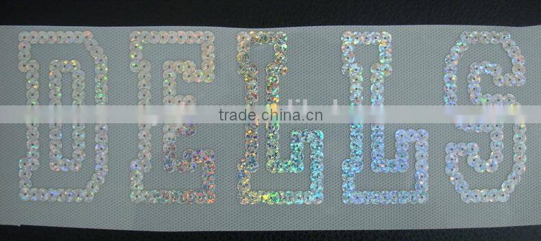 custom iron on sequins vinyl heat transfer label
