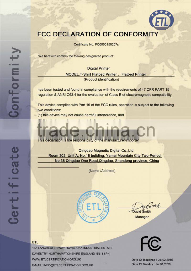 2015 newest digital t-shirt printer/flatbed digital t-shirt printer for sale