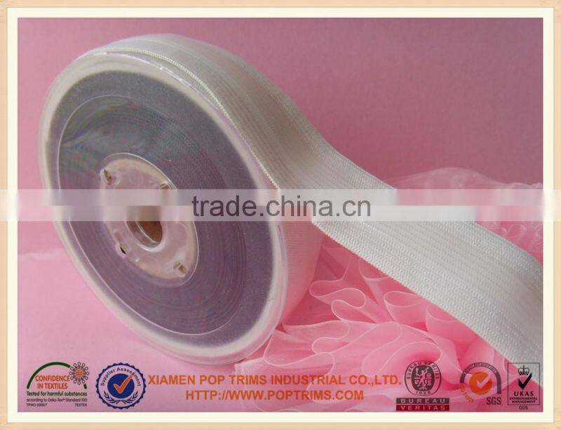 White knitted 3 silicone gripper elastic