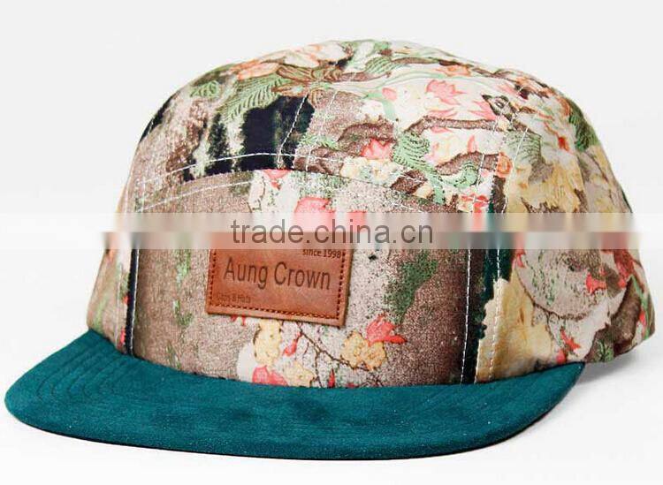 5 Panel cotton lepoard pattern funny flat brim caps and hats,5 panel earflap hat cap
