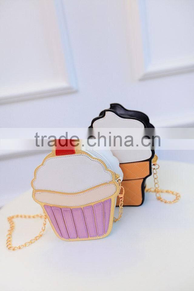 2016 hot selling wallet ice cream coin purse girl cute wallet with chain