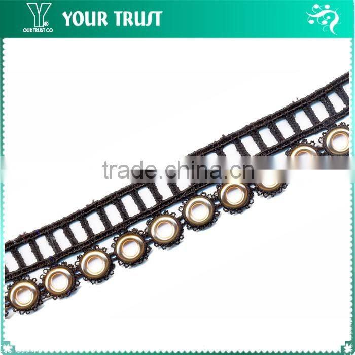 1MM Gold Rhodium Metal Ball Chain Black Mesh Trimming