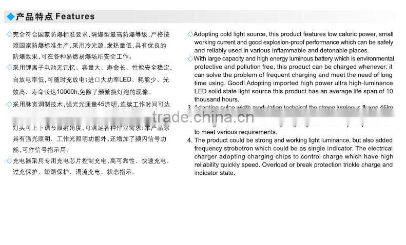 IW5110 ex led lamp search lighting headlight for hazardous area 3.6v 4.5ah