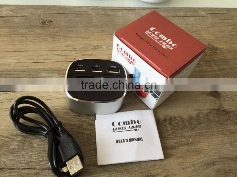 Square Shape All In One SD TF MS M2 Card Reader With Hub
