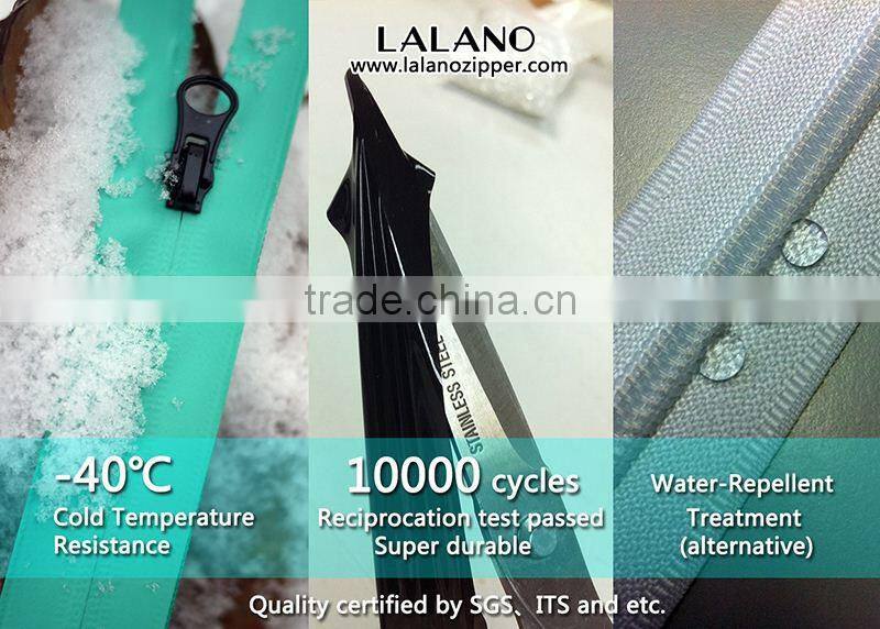 Shiny silver reflective waterproof zipper