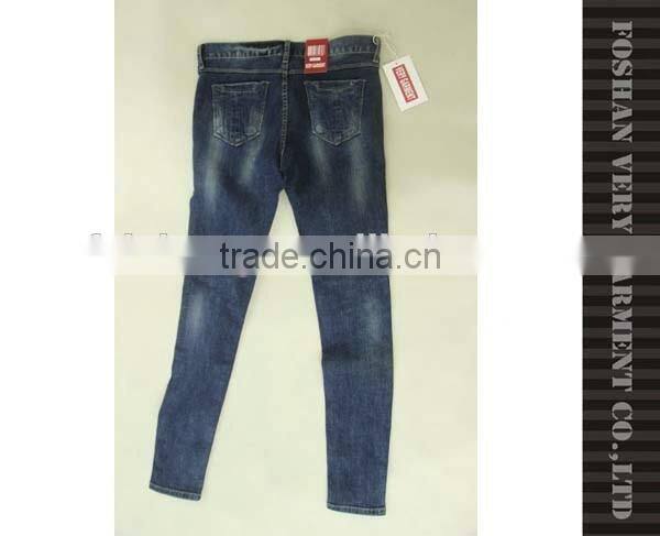 casual ladies jeans top design with little ripped