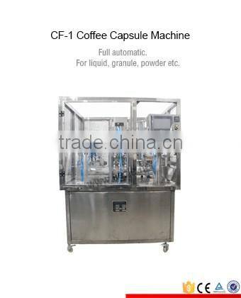 Efficient double use k-cup and nespresso capsule filling and sealing machines