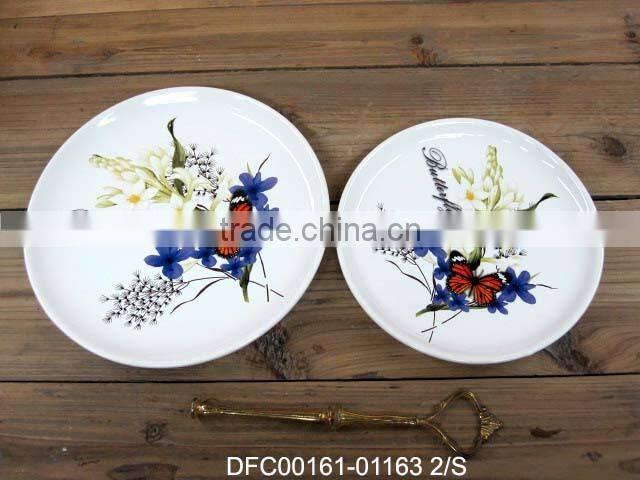 Round Kitchen Two-part Ceramic Serving Dish with Decal