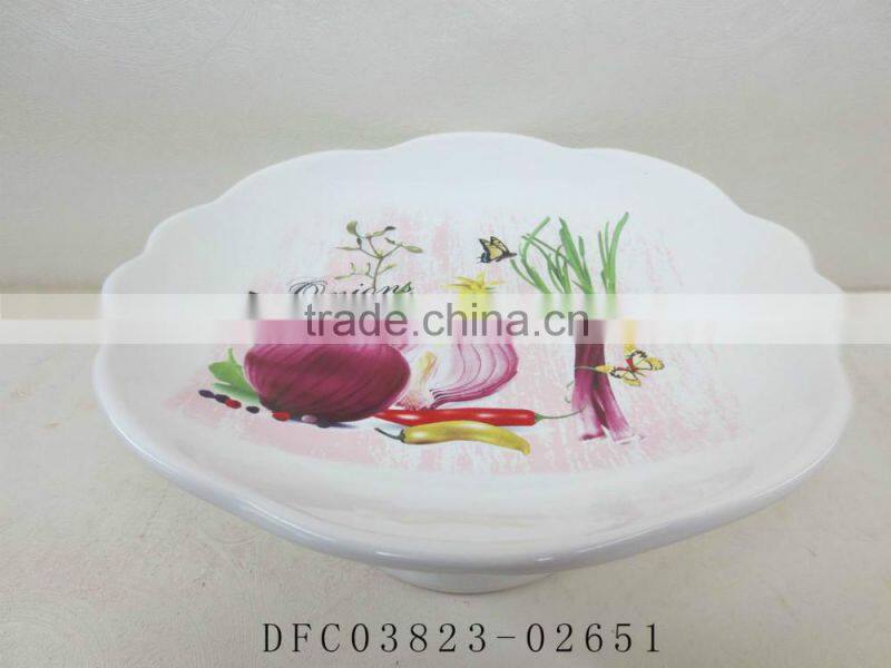 Flower Decal Dolomite Material Cake Plate with Stand Manufacturing