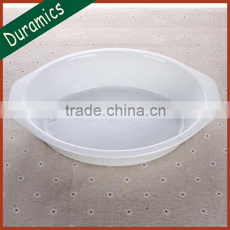 Small durable white porcelain oval roasters hot sale
