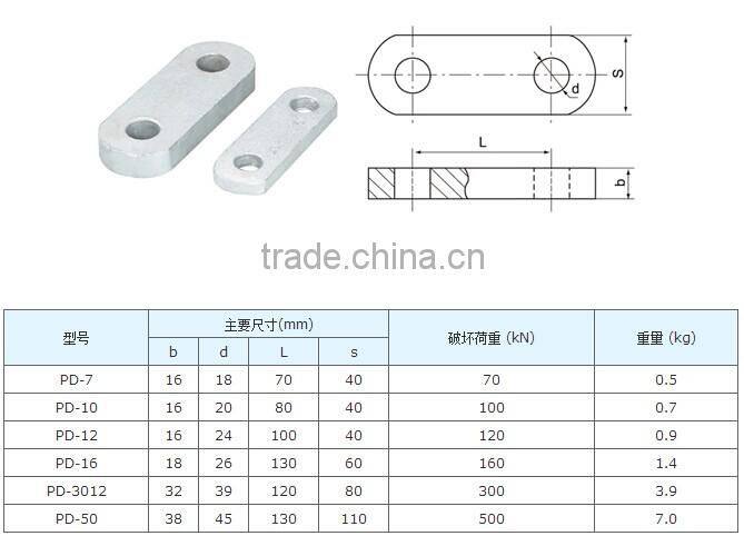 Electrice Power Accessory Steel Forged PD Type Parallel Clevis Eye/ PD plate