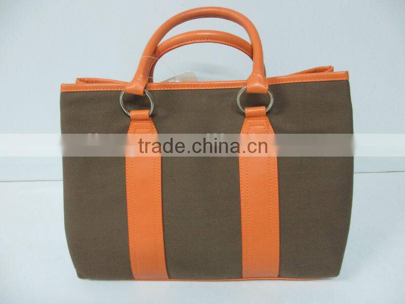 Hot selling polyester and PU ladies handbag