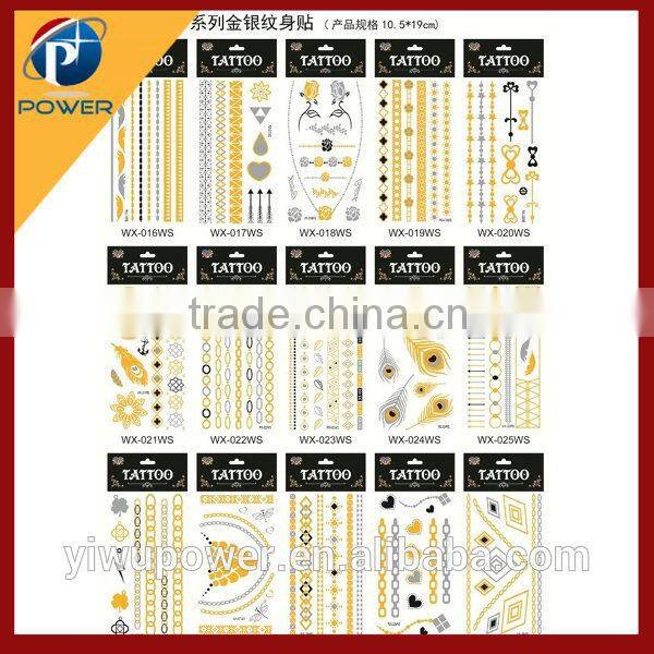 gold and silver tattoo stickers