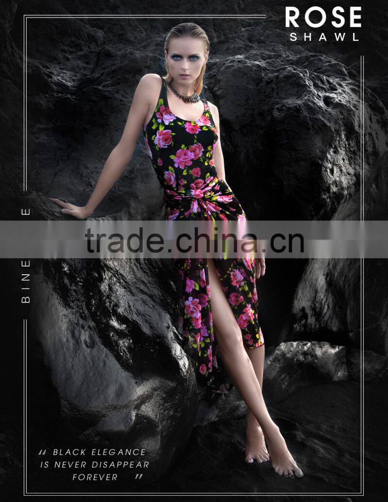 Balneaire Queen 2016 new arrival women floral print beach cover ups