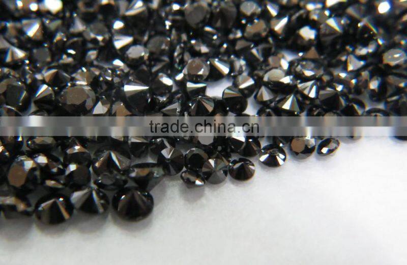1.3-1.6mm Natural Loose Round Cut Fancy Black Diamond