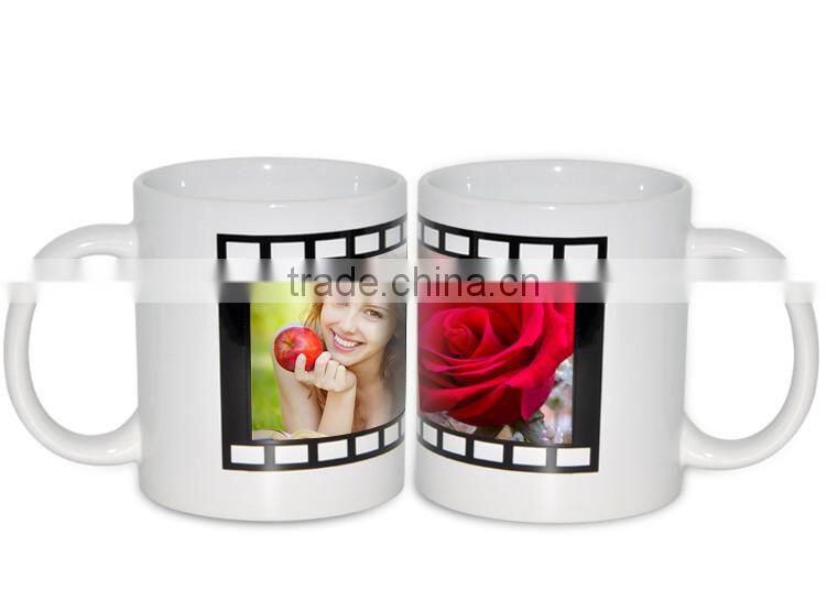 White ceramic 11oz customed shape color changing mugs wholesale sublimation products
