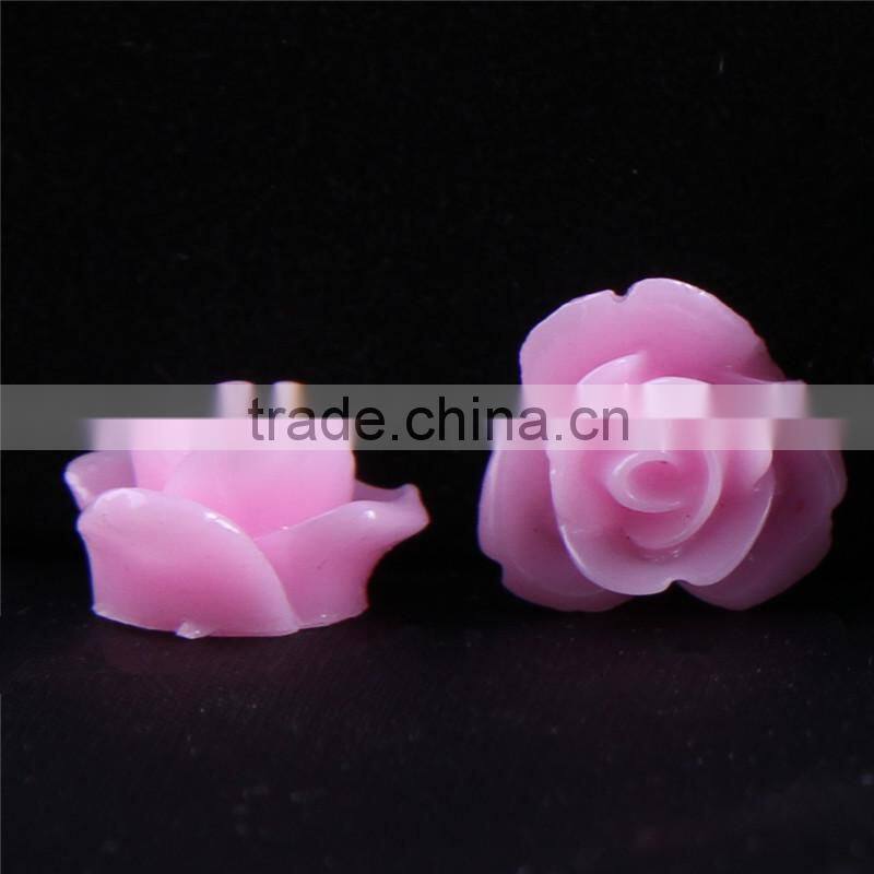 Bulk sale 12mm Resin artificial pink flowers beautiful 12mm rose resin flower For Jewelry & Phone Case & Nail Art -zhiya factory