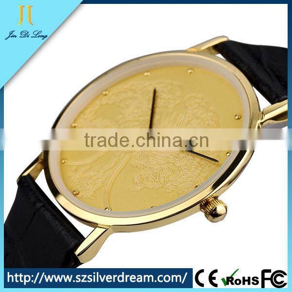 2015 New trend gold quartz couples simple design watch