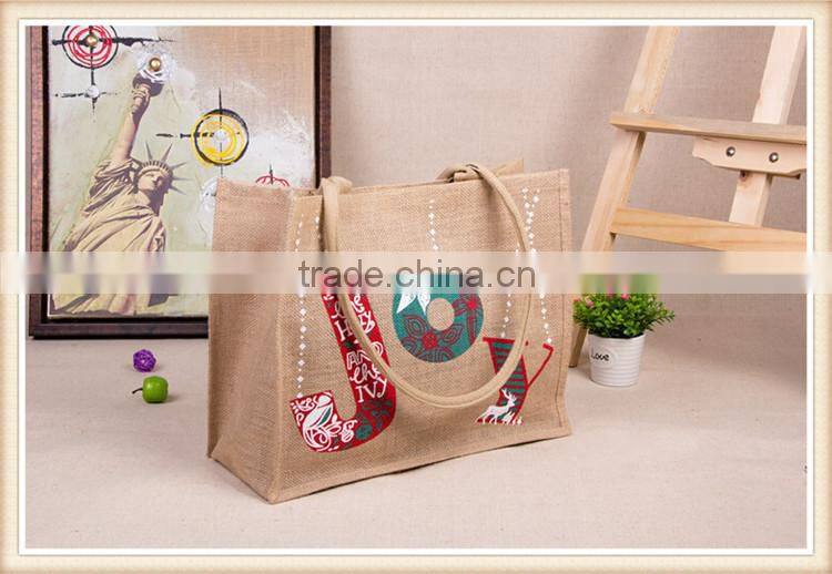Christmas series printing jute bag