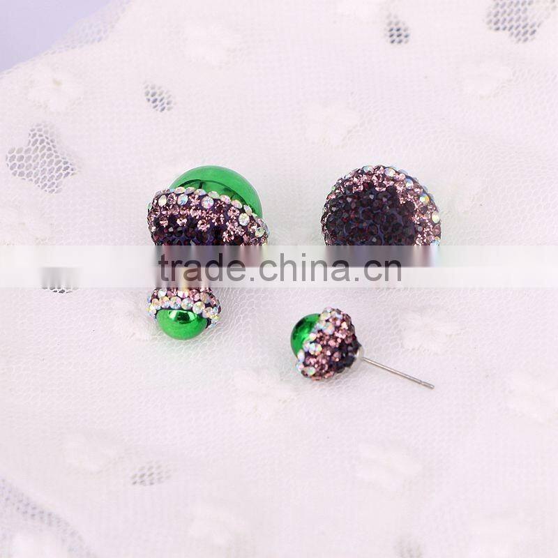 Charm Resin Druzy Stud Earrings, Crystal Rhinestone Paved Ball shape Gem Earrings