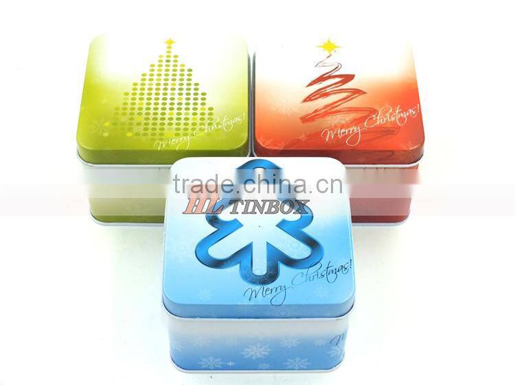Christmas Square Candy Gift Tin Cans