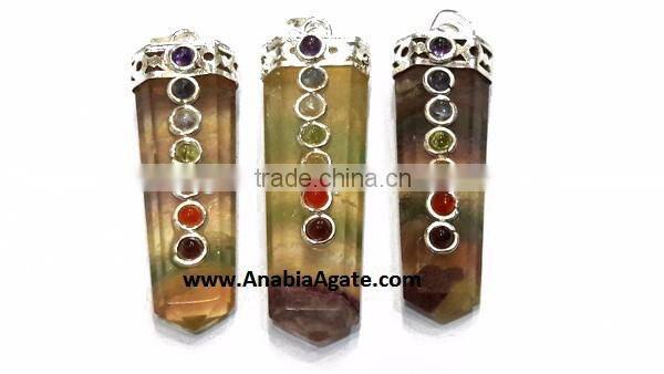 Black Jasper Chakra Flat Stick Pendant With Chakra Cabs : Wholesale Gemstone Chakra Pendants for sell