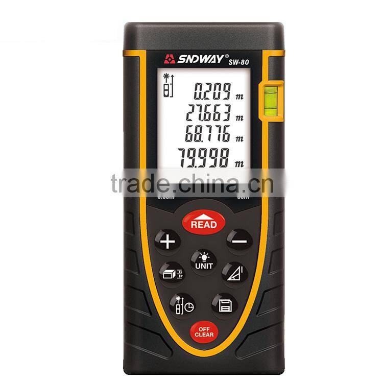 SW-80 Handheld 80 M Laser Measure Rangefinders 100 Pen Storage Laser Distance Meter