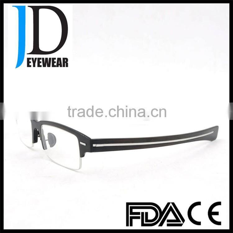 whole black buffalo horn optical glasses semi frame metal strip buffalo horn optical frame