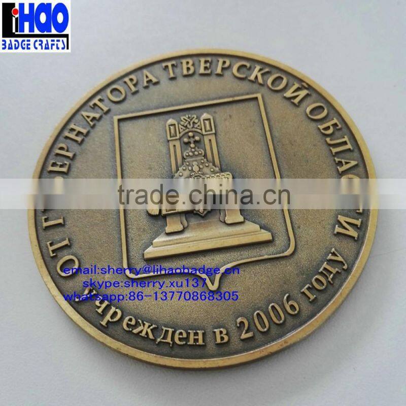 2016 High quality metal brass/copper 3D badge coins tokens for souvenir