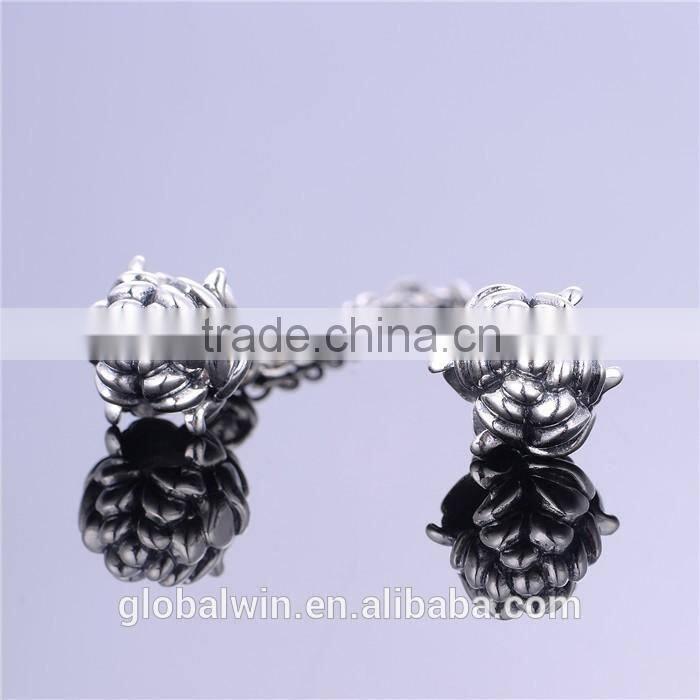 Solid Silver Flower Safety Chain fit for Silver European Brand Bracelet