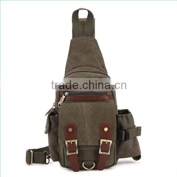 Stock Bag Style from Korea Canvas PU Leather Satchel Men Chest Bag