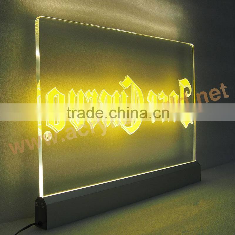 Popular Blue Light Custom Led Acrylic Sign With Base Manufacturer