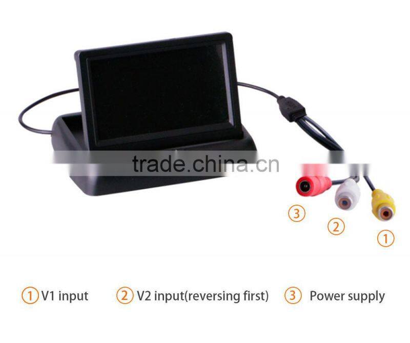 4.3 inch lcd high resolution rear view car monitor with 2 video inputs