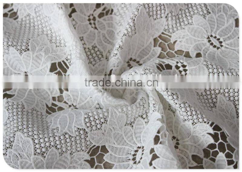 Fashion ollover floral polyester water soluble designer fabrics in white
