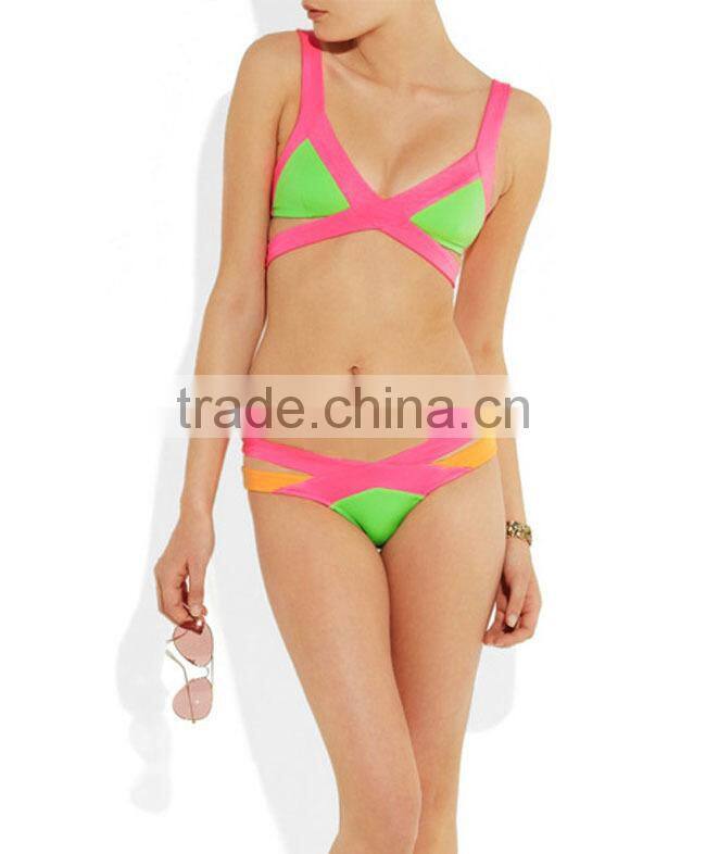 Wholesale 2015 New Sexy Women Bandage Strappy Bikini Set Mature Women Swimwear Push-up Padded Swimsuit