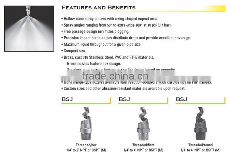 316 stainless steel spiral full cone nozzle