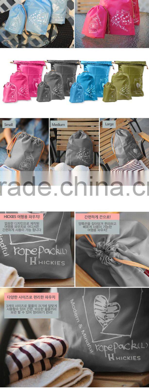travel portable drawstring storage bag set of 3-grey