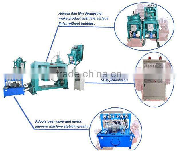 Injection machine vacuum barrel with stirring for insulators