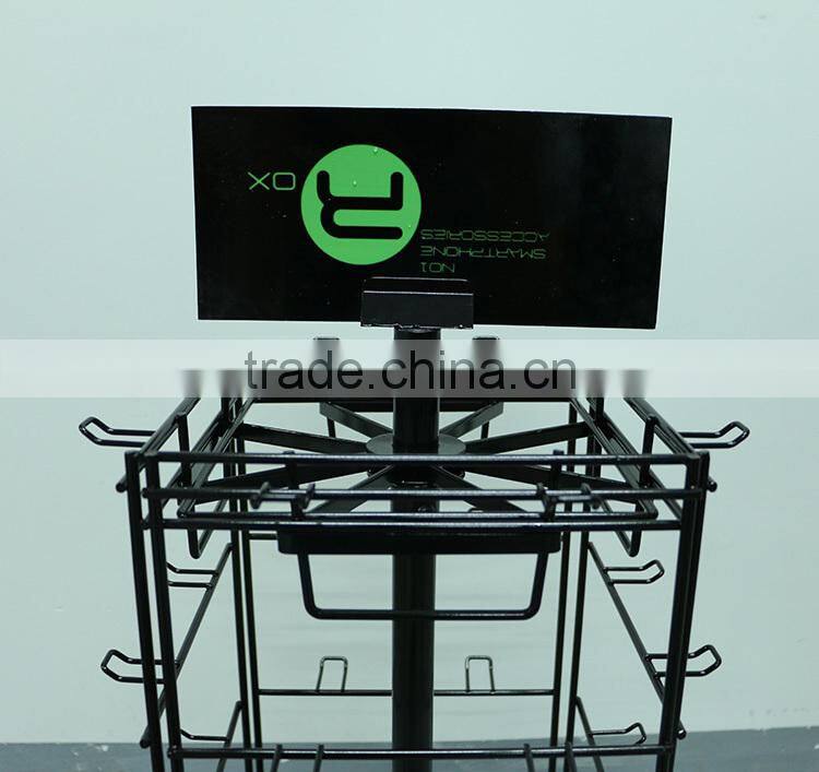 4-side metal rotating mobile phone accessory display/store furniture