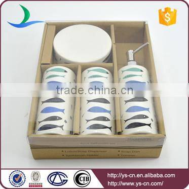 Wholesale 4pcs ceramic different fish bathroom set for children