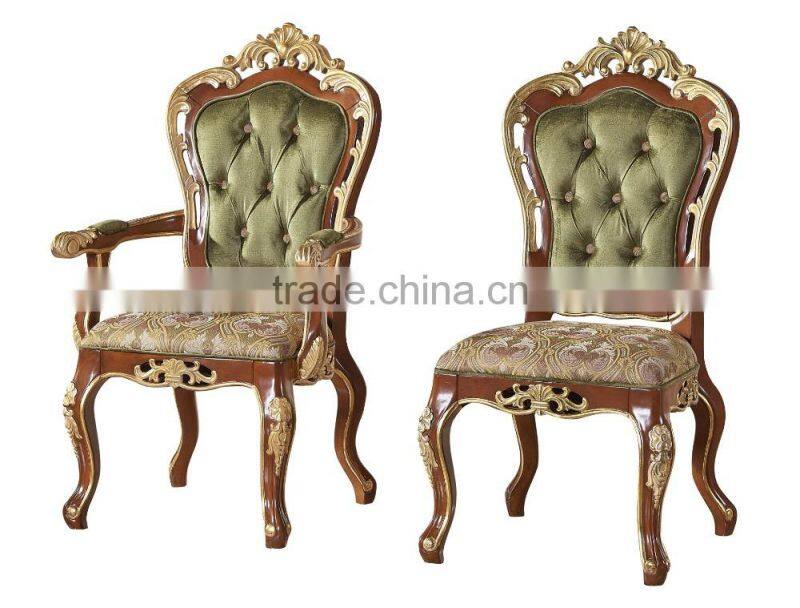 Antique Classic Palace Leisure Chair, Luxury Gold Painting Armed Chair, Carved Wooden Living Room Furniture