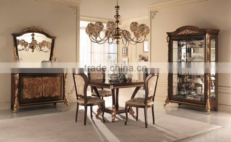 European Classic Long Rectangle Dining Table Set With Arm Chair And Side Chair/Italian Home Dining Room Furniture(MOQ=1 SET)