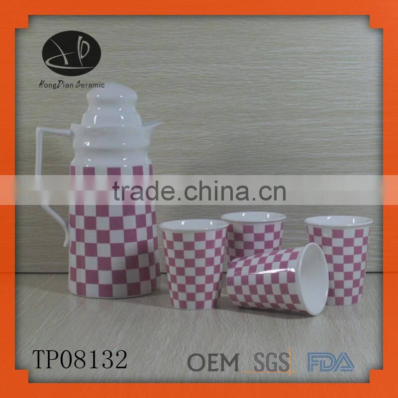 ceramic thermos & cup set with decal,chaozhou kettle
