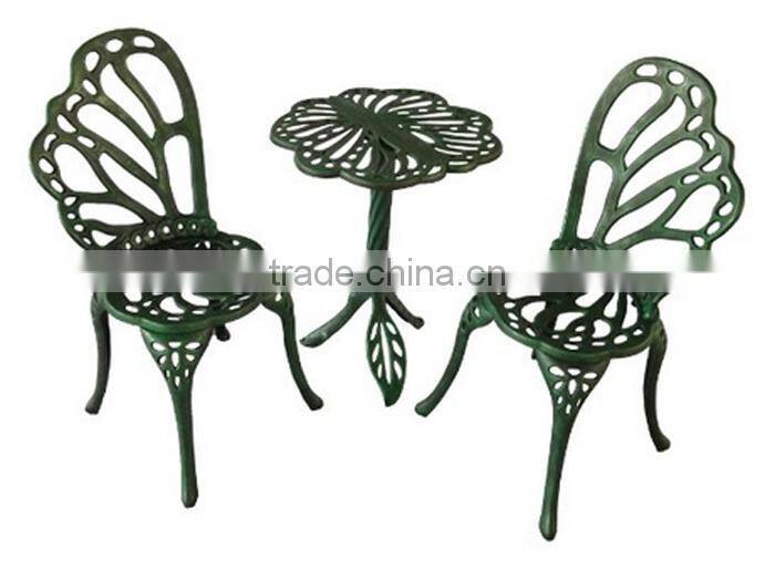 Twin Butterfly Bistro 3 Piece Set Outdoor Patio Furniture Set Antique Round Aluminum Coffee Table Set